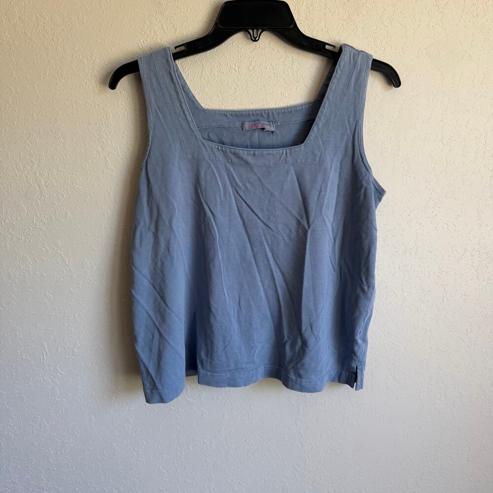 Fresh Produce Boxy Tank 100% Cotton Light Blue Square Neck Cropped Womens S